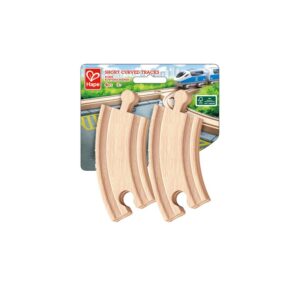 Дървен комплект, Hape, Къса железопътна извита релса, 4 броя