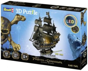 Пъзел, Revell, Карибски пирати, Черната перла с LED осветление 3D, 293 части