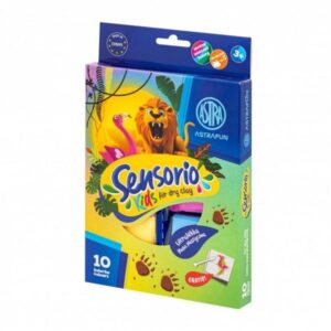 Комплект самовтърдяваща се глина, Astra, Sensorio Kids, Jungle, Бъзросъхнеща глина, 10 цвята