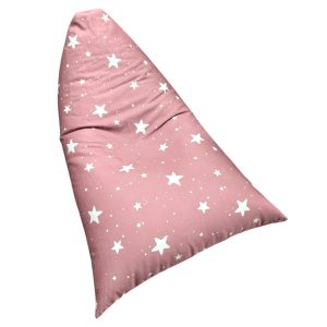 Детски Пуф Лежанка GINGER HOME Little Stars, 100% Памук, Розов Барбарон със Звезди, 127x81x76 см
