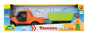Количка за игра, Lena, Пикап с лодка и ремарке, Truckies, 35 см