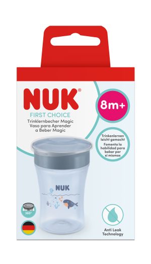 NUK Чаша Magic Cup 230мл., 8+мес., Кит, сив