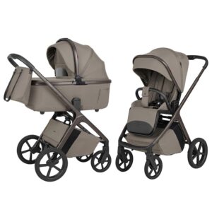 Бебешка количка 2в1 CARRELLO Vector F Premium със сгъваем кош за новородено Фланел Беж