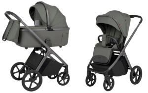 Бебешка количка 2в1 CARRELLO Vector F Premium със сгъваем кош за новородено Calm green