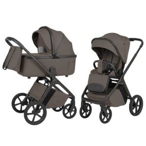 Бебешка количка 2в1 CARRELLO Vector F Premium със сгъваем кош за новородено Koa Brown