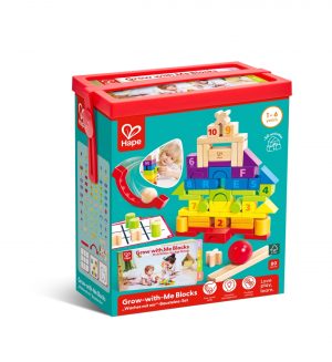 Комплект кубчета и форми, Hape, Порасни с мен, 80 части