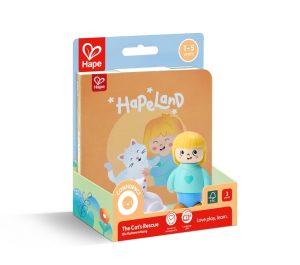 Игрален комплект, Hape, Комплект фигурки момиче и коте с книжка, 3 части