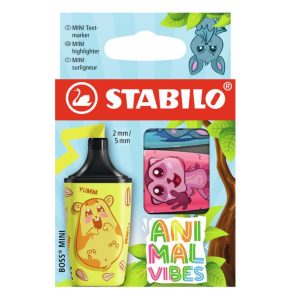 Комплект мини текст маркери, Stabilo, Boss Mini, Animal Vibes, 3 броя
