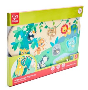 Дървен пъзел за игра, Hape, Диви животни, 10 части