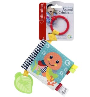 Бебешка книжка, Infantino, С шумолящи страници и гризалка, Животни