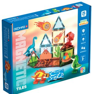 Магнитен конструктор, Geomag, Разноцветни плочки, Динозаври , 25 части