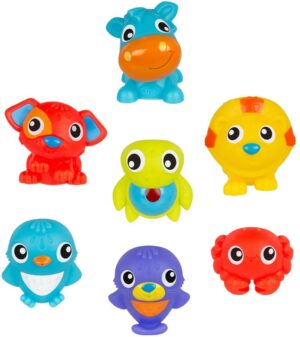 Бебешки играчки за баня Playgro - Весели приятели, 7 броя