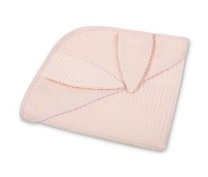 Бебешка Хавлия С Качулка 100% Гофриран Памук 110X110 См 0+ Розова Sensillo