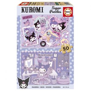 Дървен пъзел, Educa, Kuromi 2 в 1, 2х25 части