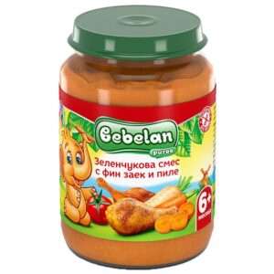 Ястие Bebelan Puree - Фин заек и пиле със зеленчуци, 190 g