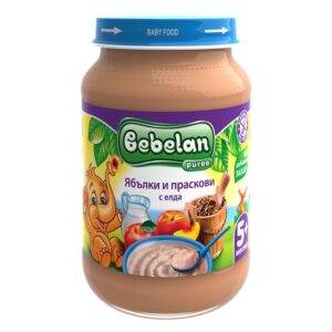 Млечна каша Bebelan Puree - Ябълки и праскови с елда, 190 g