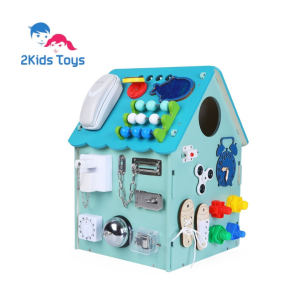 2Kids Toys Дървена занимателна дъска/ бизи борд Монтесори House, синя