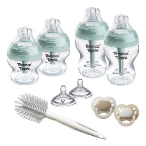 Комплект за новородено Advanced Anti-Colic САМОСТЕРИЛИЗИРАЩИ шишета + залъгалки, 0м+