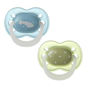 Залъгалки Tommee Tippee NIGHT GLOW 0-6м, 2 броя, зелен/син