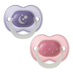 Залъгалки Tommee Tippee NIGHT GLOW 6-18м, 2 броя, розов/лилав