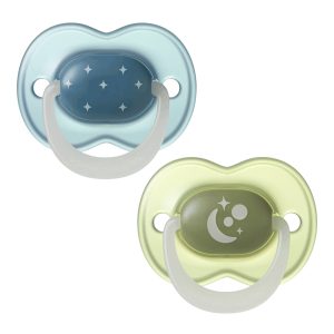 Залъгалки Tommee Tippee NIGHT GLOW 6-18м, 2 броя, зелен/син