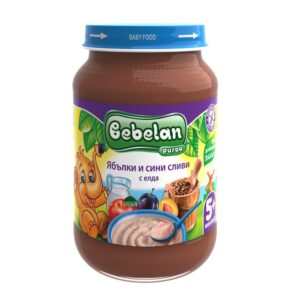Млечна каша Bebelan Puree - Ябълки и сини сливи с елда, 190 g